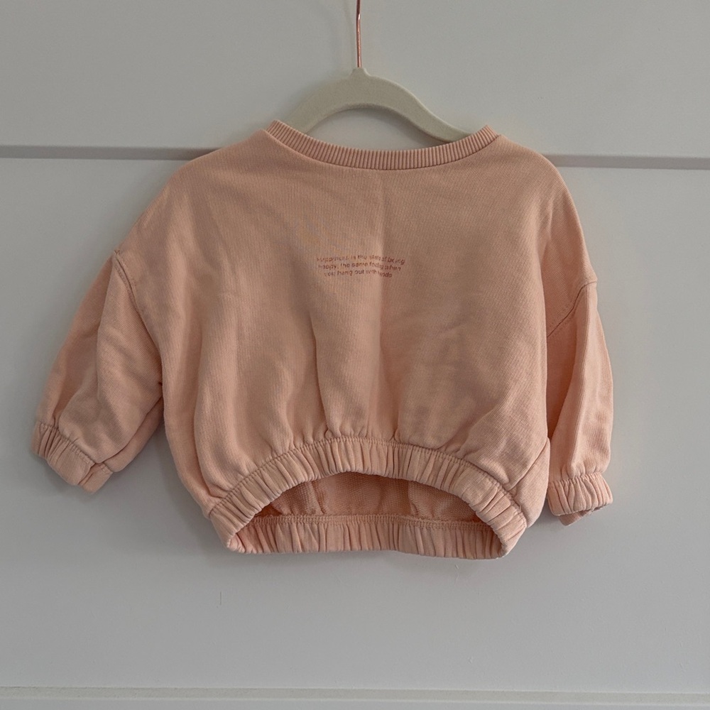 Zara Peach Cropped Pullover Sweatshirt for Baby Girl 6 Months